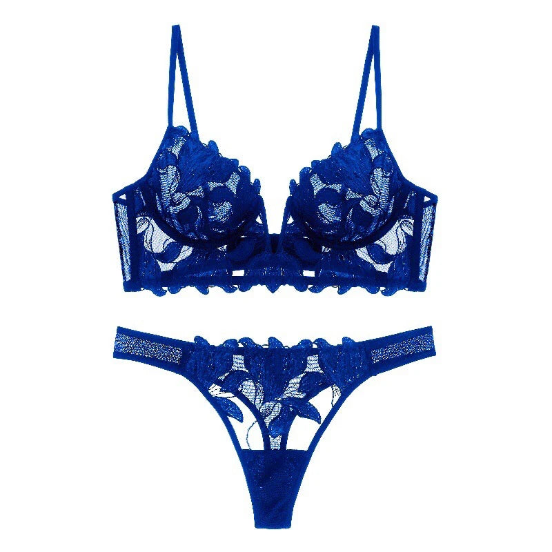 Ensemble de lingerie  sexy en dentelle soutien-gorge décolleté en V et culotte pour femmes