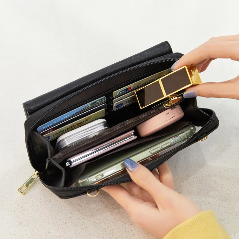 Sac à bandoulière en cuir PU pour téléphone à écran tactile pour femmes