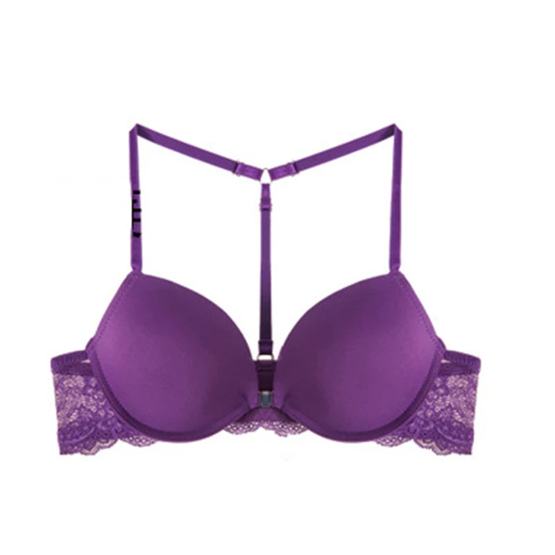 Ensemble soutien-gorge Push Up avec boucle avant et sangle d'épaule et culotte pour femmes