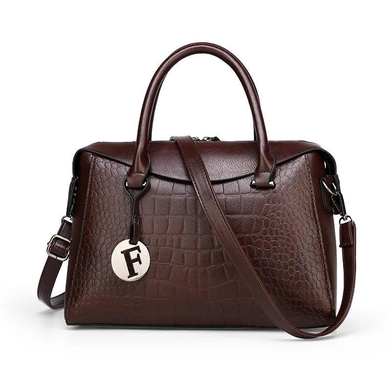 Sac à main en cuir motif crocodile pour femmes