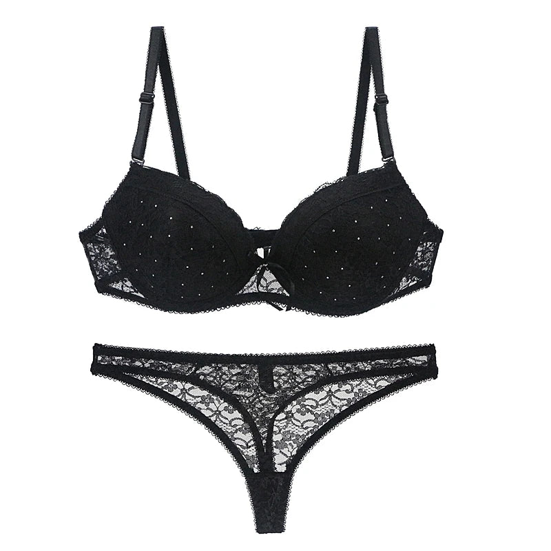 Ensemble soutien-gorge et culotte brodées en dentelle pour femmes