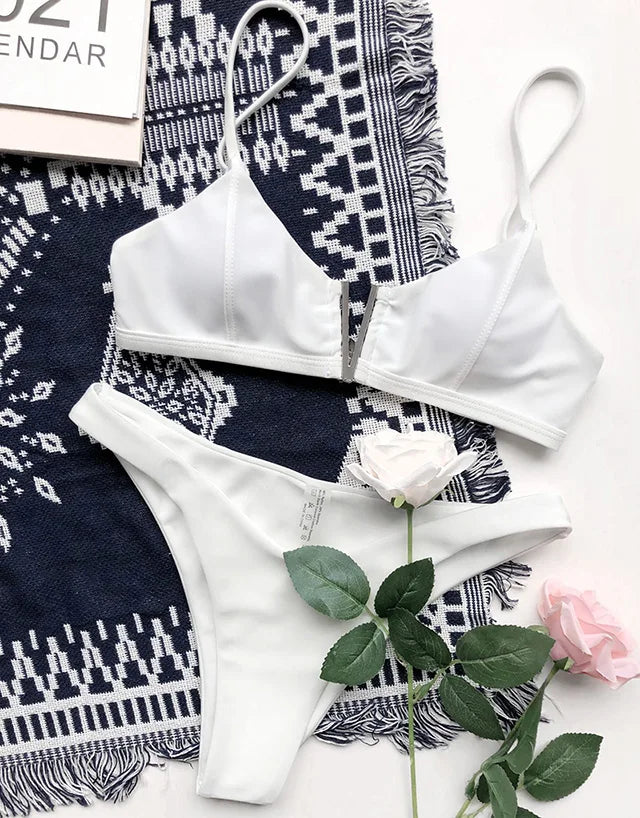 Maillot de bain deux pièces en forme de V pour femmes