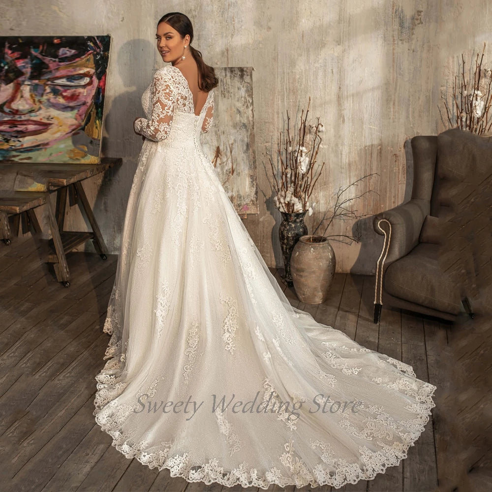 Robe de mariée modeste à manches longues pour femmes