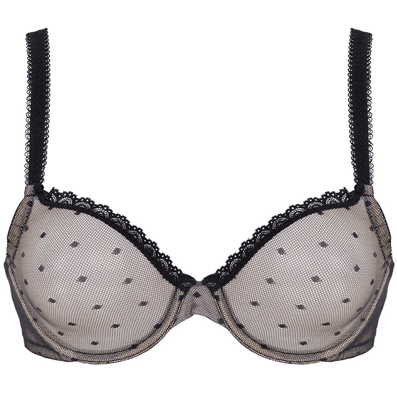 Soutien-gorge non rembourré à armatures et dentelle transparente pour femmes