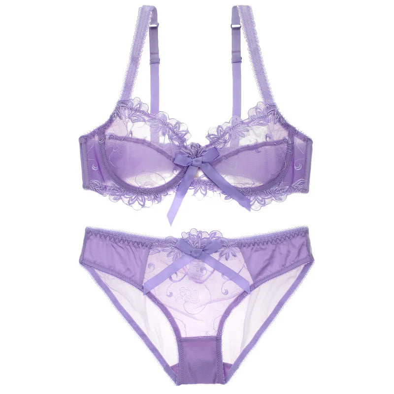 Ensemble Lingerie Femme – Dentelle Brodée Transparente