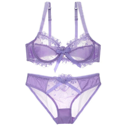 Ensemble Lingerie Femme – Dentelle Brodée Transparente