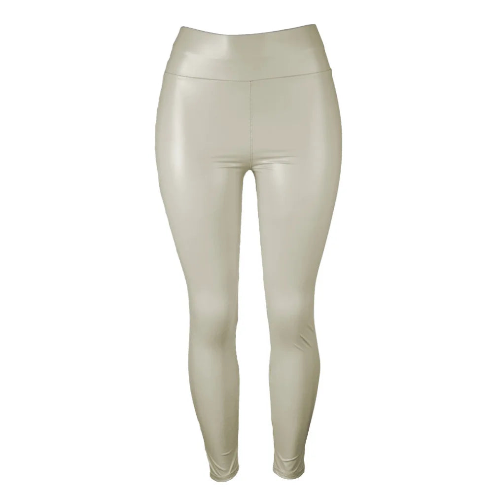 Leggings en cuir PU Push-Up  slim, taille haute pour femmes