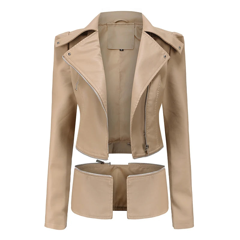 Veste en similicuir PU pour femmes
