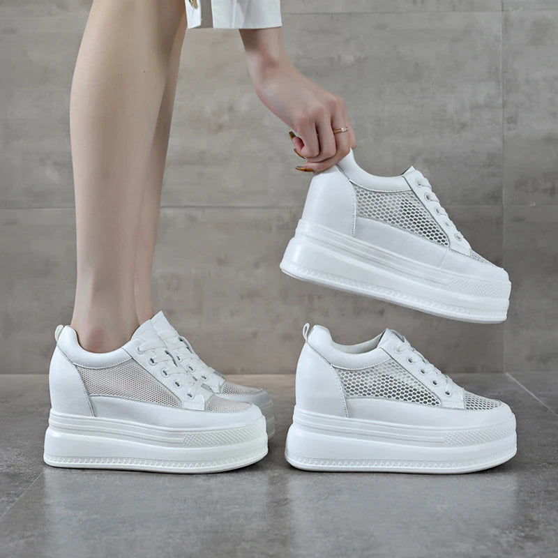 Baskets en croûte de cuir pour femmes