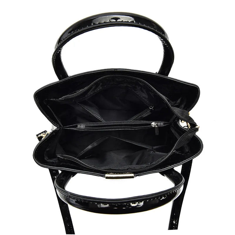 Sac à bandoulière en cuir PU verni pour femmes