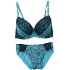Ensemble de soutien-gorge push-up rembourré à armatures et nœud et culotte pour femmes