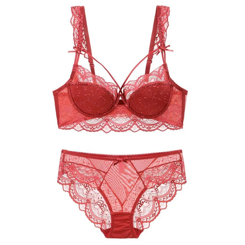 Ensemble soutien-gorge Push Up et culotte en dentelle pour femmes