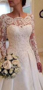 Robe de mariée trapèze classique à manches longues pour femmes