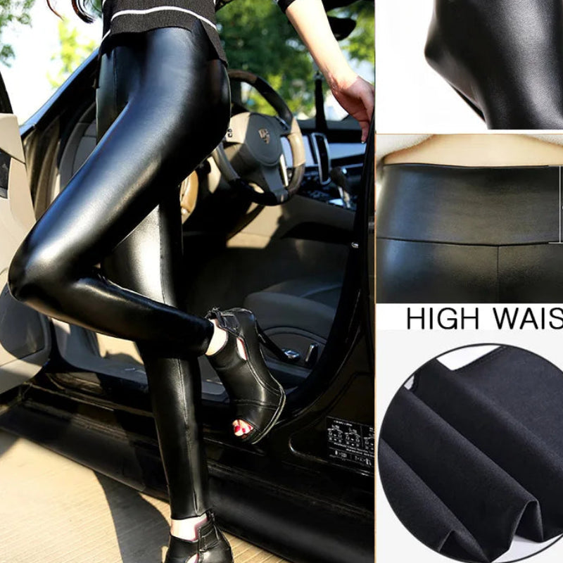 Leggings en cuir PU pour femmes