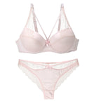 Ensemble soutien-gorge push-up sans coutures en dentelle 3/4 bonnet et culotte pour femmes