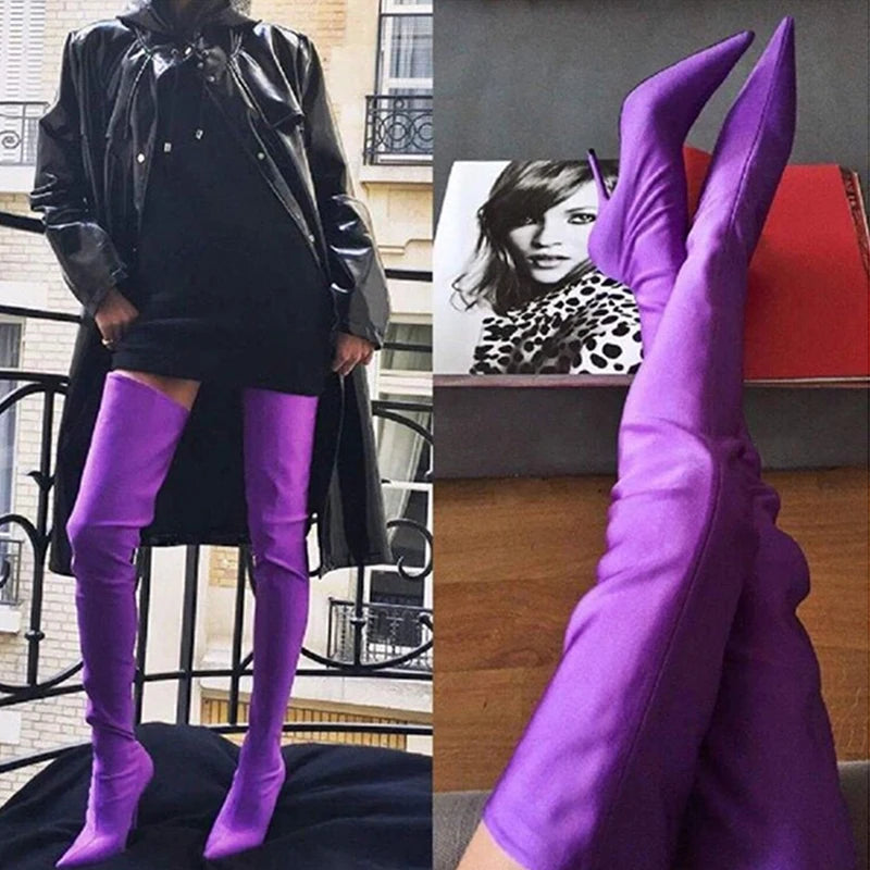 Bottes élastiques à talons hauts pour femmes
