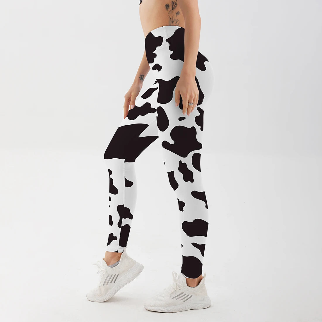 Leggings taille haute imprimé vache pour femmes