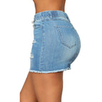 Jupe courte en jean déchiré pour femmes