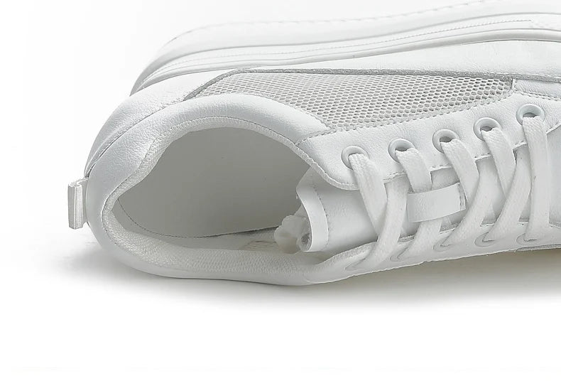 Baskets blanches à talons compensés 9cm pour femmes