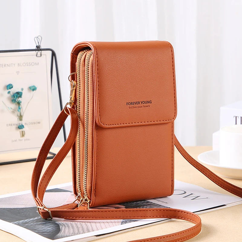 Sac à main pour téléphone portable à écran tactile en cuir souple pour femmes