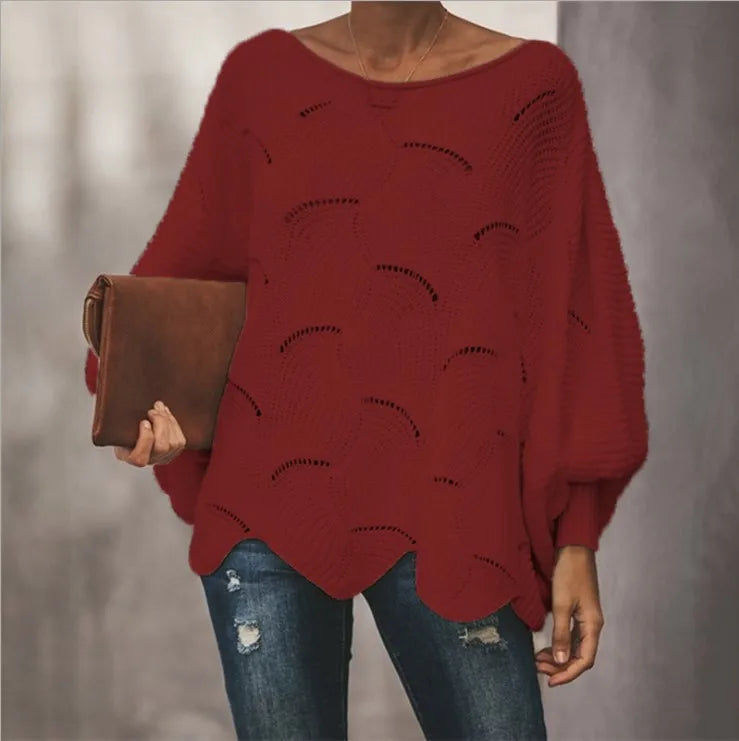 Pull à col rond et manches longues évider pour femmes