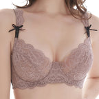 Soutien-gorge Push Up en dentelle avec maille transparente pour femmes