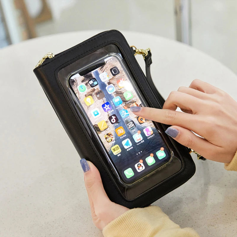 Sac à bandoulière en cuir PU pour téléphone à écran tactile pour femmes
