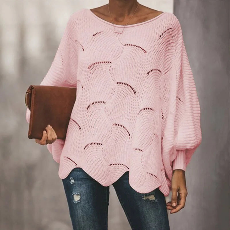 Pull à col rond et manches longues évider pour femmes