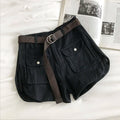 Short en jean vert Style Safari pour femmes