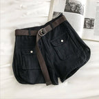 Short en jean vert Style Safari pour femmes