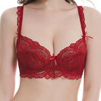 Soutien-gorge avec dentelle florale sans doublure à armatures brassière pour femmes