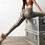 Leggings effet push-up à paillettes imprimé serpent pour femmes