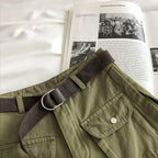 Short en jean vert Style Safari pour femmes