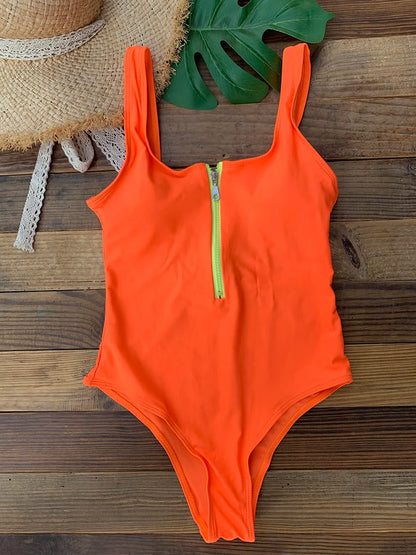 Maillot de Bain 1 Pièce Femme – Zip et Dos Nu