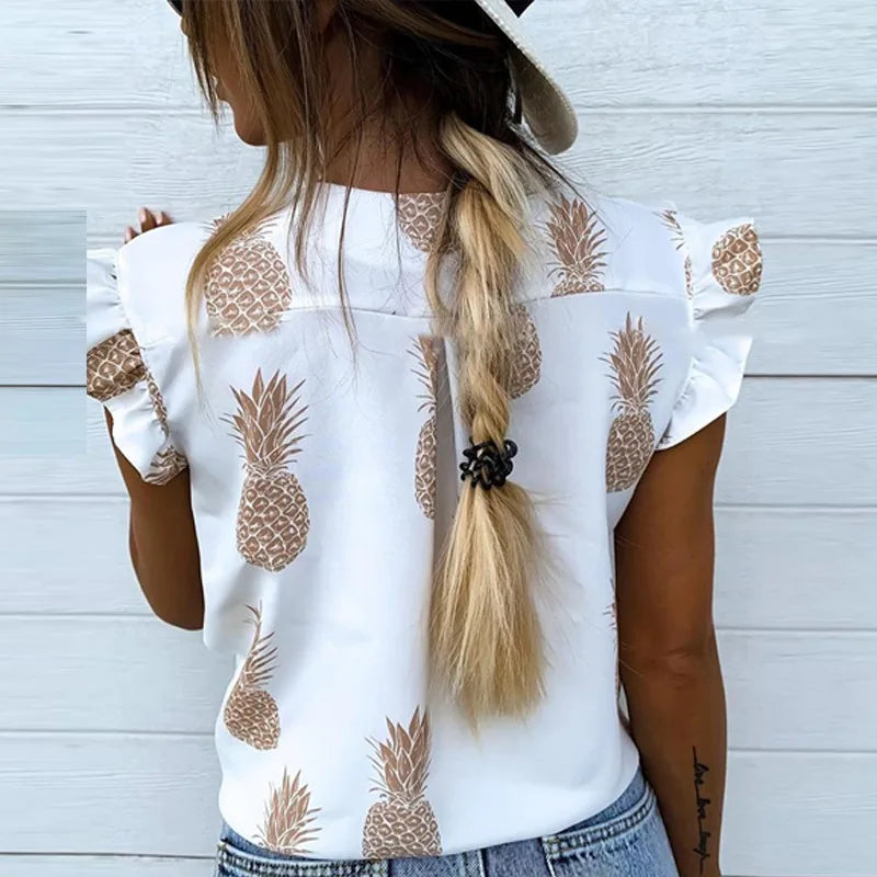 Chemise à manches flottantes en mousseline de soie pour femmes