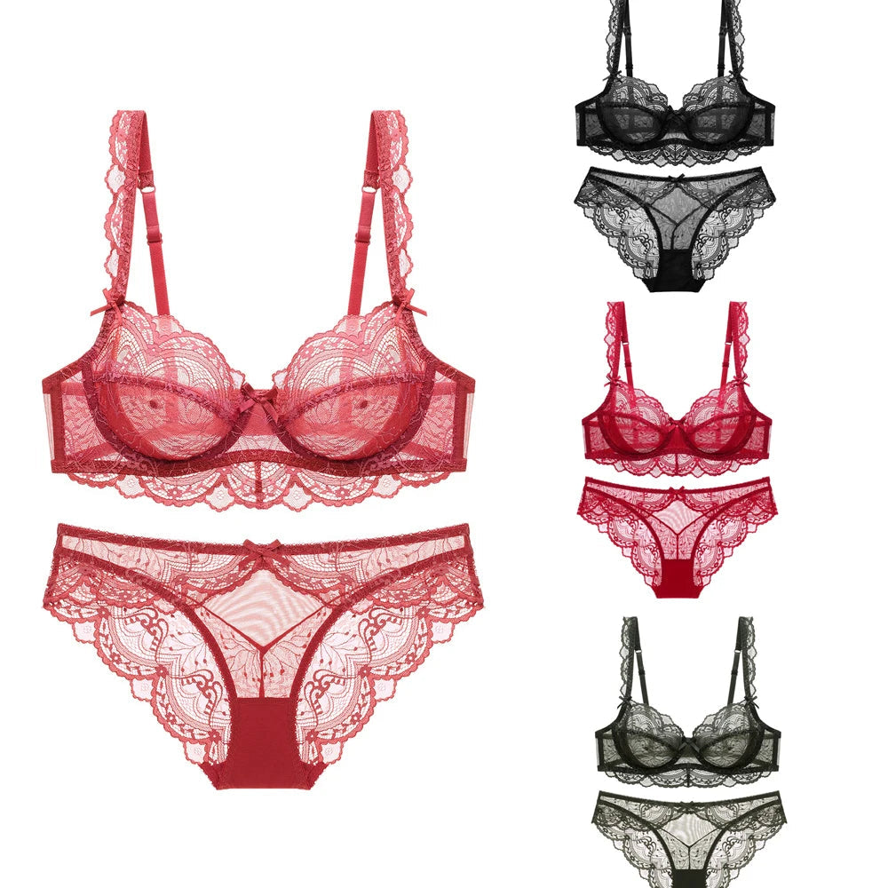 Ensemble de soutien-gorge et culotte Fine en dentelle grande taille pour femmes