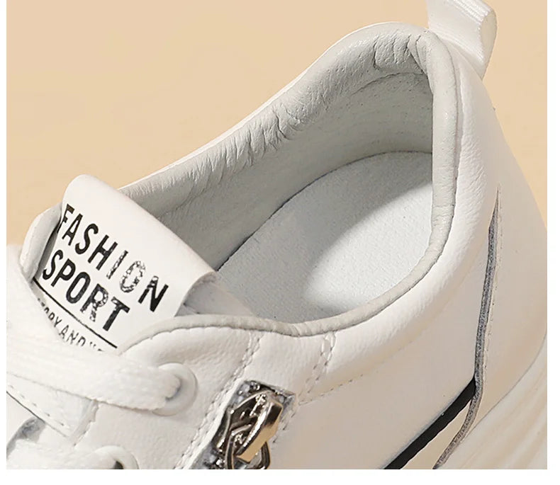 Basket compensées à plateforme en cuir véritable  pour femmes