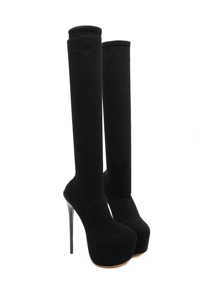 Bottes cuissardes à talons plateforme pour femmes