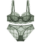 Ensembles de soutien-gorge ultra-mince et culotte à fleurs transparentes pour femmes