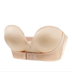 Soutien-gorge push-up sans bretelles en V profond pour femme