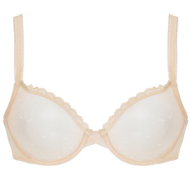 Soutien-gorge non rembourré à armatures et dentelle transparente pour femmes