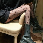 Collants résille avec motif de lune pour femmes