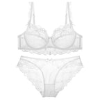 Ensembles de soutien-gorge ultra-mince et culotte à fleurs transparentes pour femmes