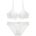 Ensemble de sous soutien-gorge et culotte transparent en dentelle brodée pour femmes