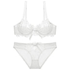 Ensemble de sous soutien-gorge et culotte transparent en dentelle brodée pour femmes