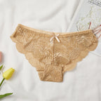 Culotte en dentelle transparente  taille basse avec nœud pour femmes