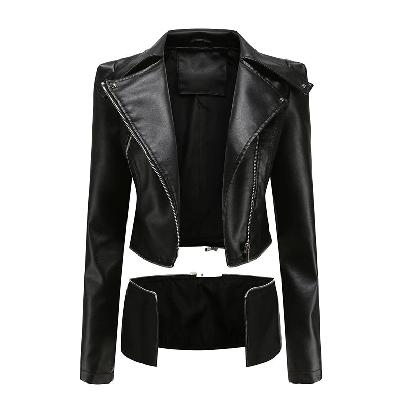 Veste en similicuir PU pour femmes