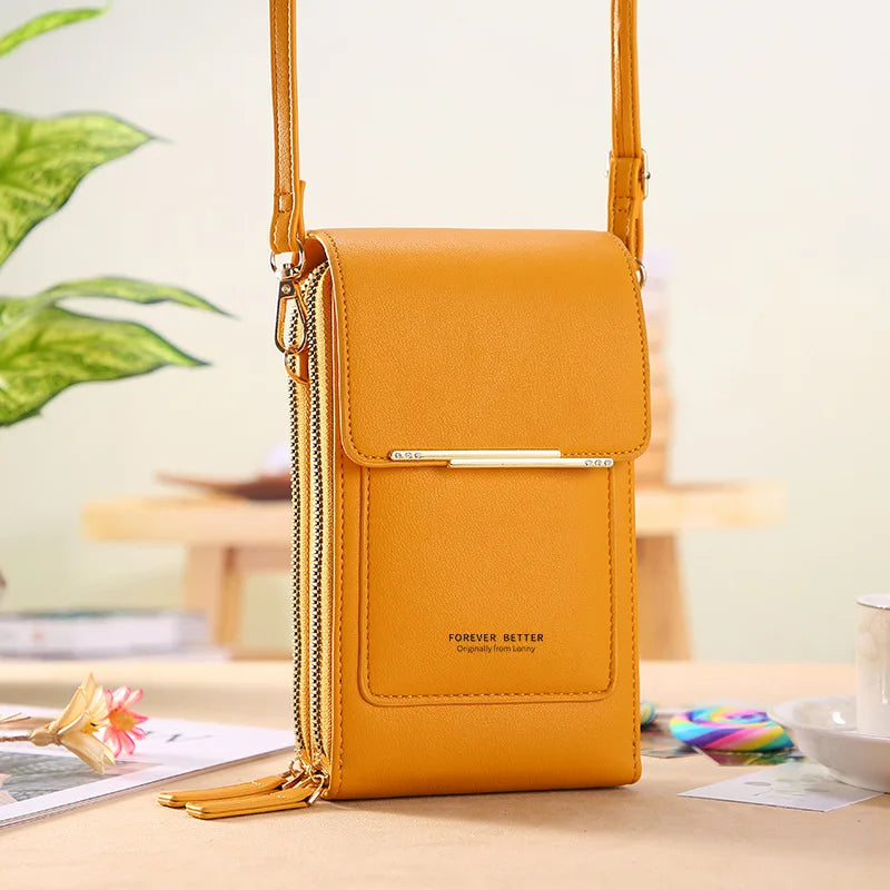 Sac à main pour téléphone portable à écran tactile en cuir souple pour femmes