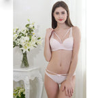 Ensemble soutien-gorge push-up sans coutures en dentelle 3/4 bonnet et culotte pour femmes