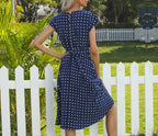 Robe d'été à pois et col rond pour femmes